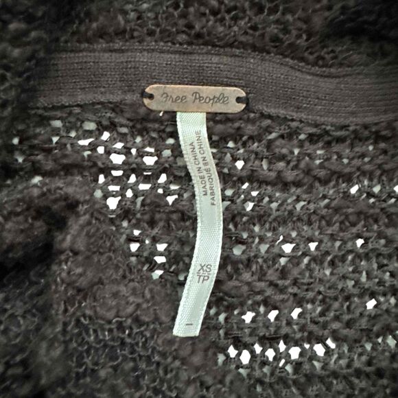 Free People Black Eternal Delight Crochet Cowl Neck Cropped Witchy Boxy Top XS - Picture 12 of 16